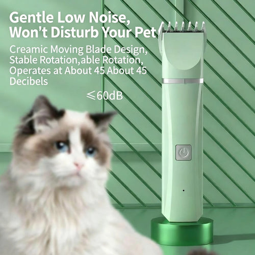 4-in-1 Rechargeable Pet Grooming Kit, Low Noise Trimmer