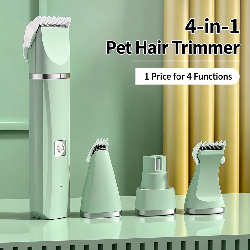 4-in-1 Rechargeable Pet Grooming Kit, Low Noise Trimmer