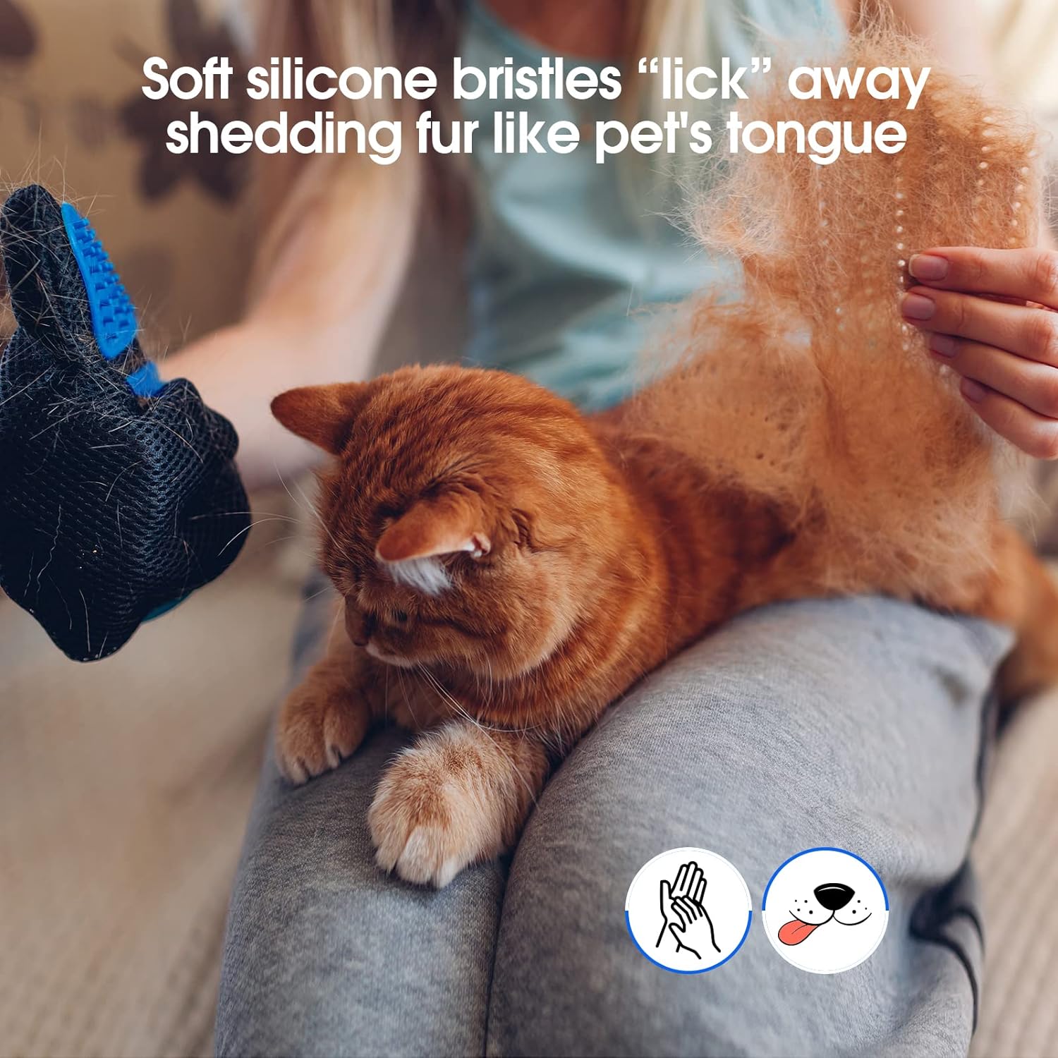 2-in-1 Soft Grooming and Deshedding Gloves for Long and Short Hair Pets