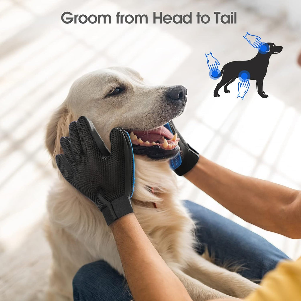 2-in-1 Soft Grooming and Deshedding Gloves for Long and Short Hair Pets