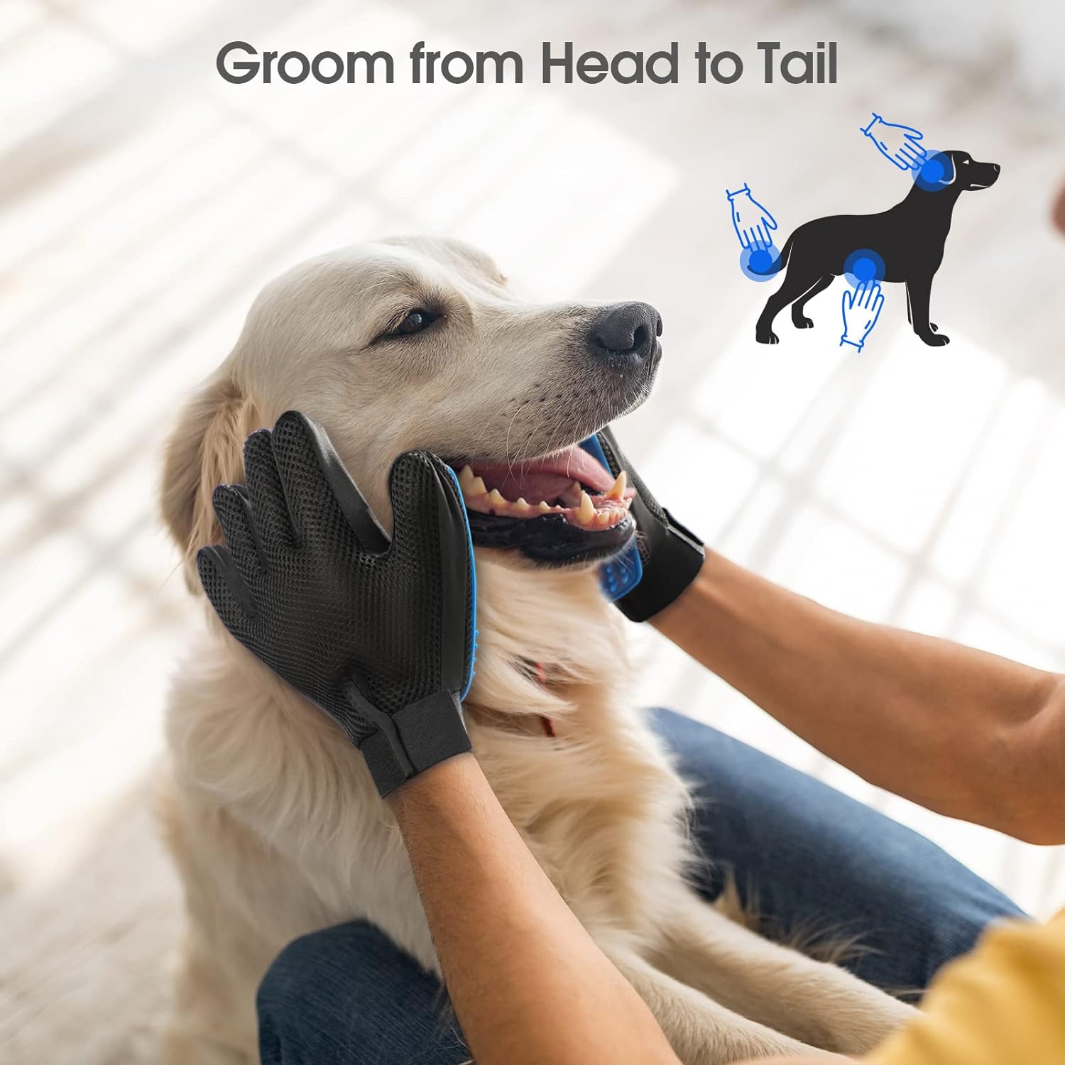 2-in-1 Soft Grooming and Deshedding Gloves for Long and Short Hair Pets